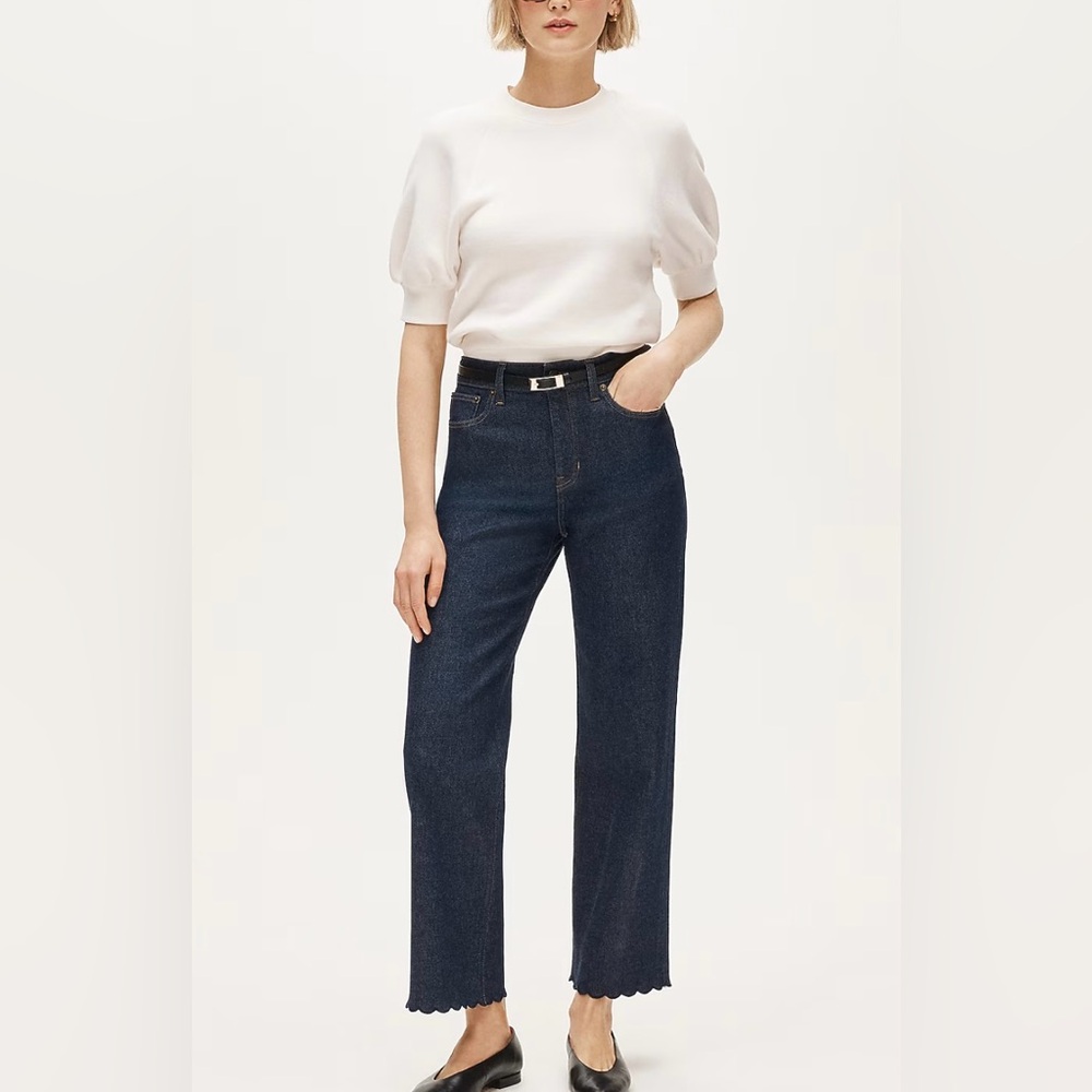 NWT J. Crew Scallop-Trim Slim-Wide Jean Rinse Wash Size 27 $168